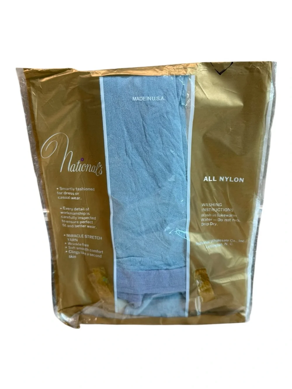 Vintage National’s Guaranteed Hosiery Pantyhose Size M NOS USA Blue All Nylon
